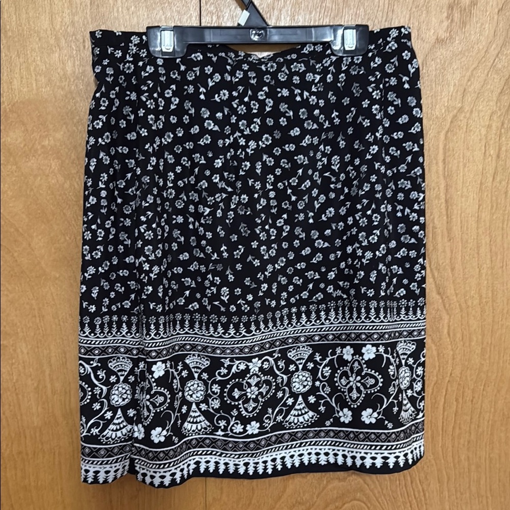 Floral Black and White Skirt